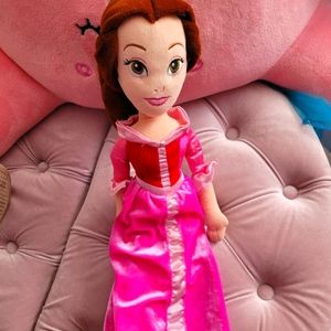 Plush Disney store Belle doll pink dress